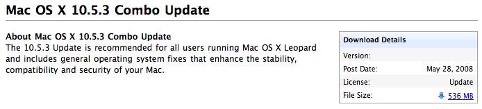 Mac OS X 10.5.3 Combo Update