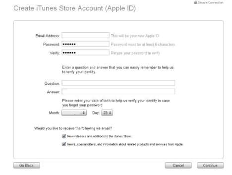 Create iTunes Store account