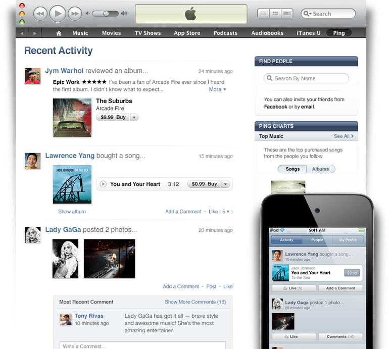 iTunes 10 with Ping music social network
