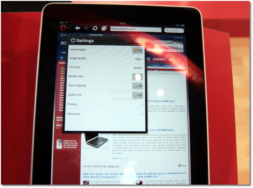 Opera Browser en el iPad