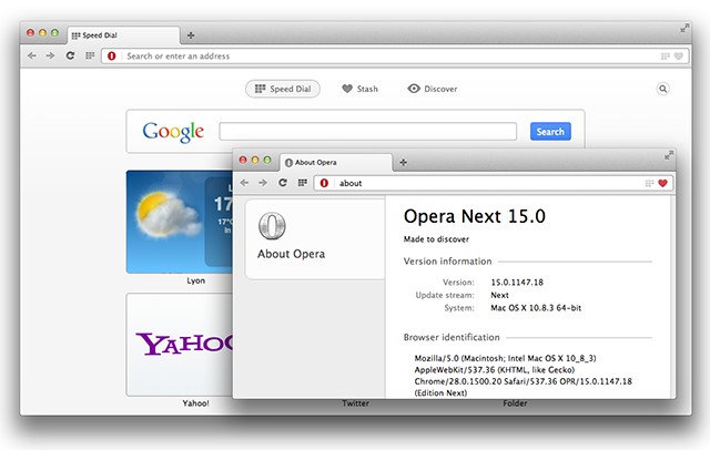 Opera Next para 15 Mac