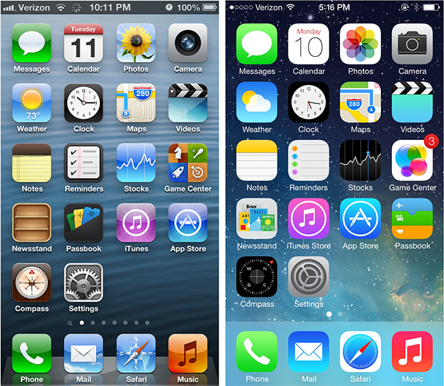 iOS 6 vs iOS 7