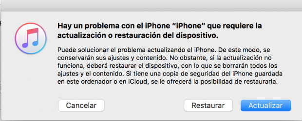 Fallo iOS 10