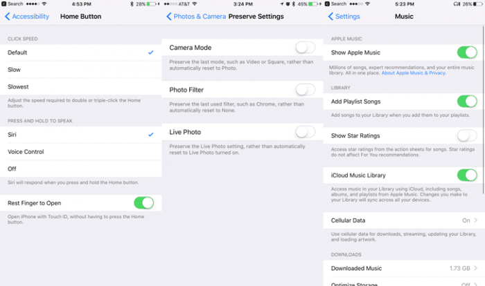 iOS 10.2 beta new adjustments