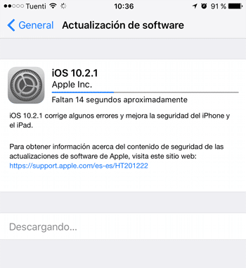 Actualizando iOS 10.2.1