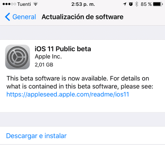 actualización iOS 11 beta
