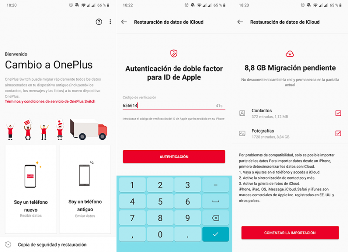 Migrar datos iOS a OnePlus