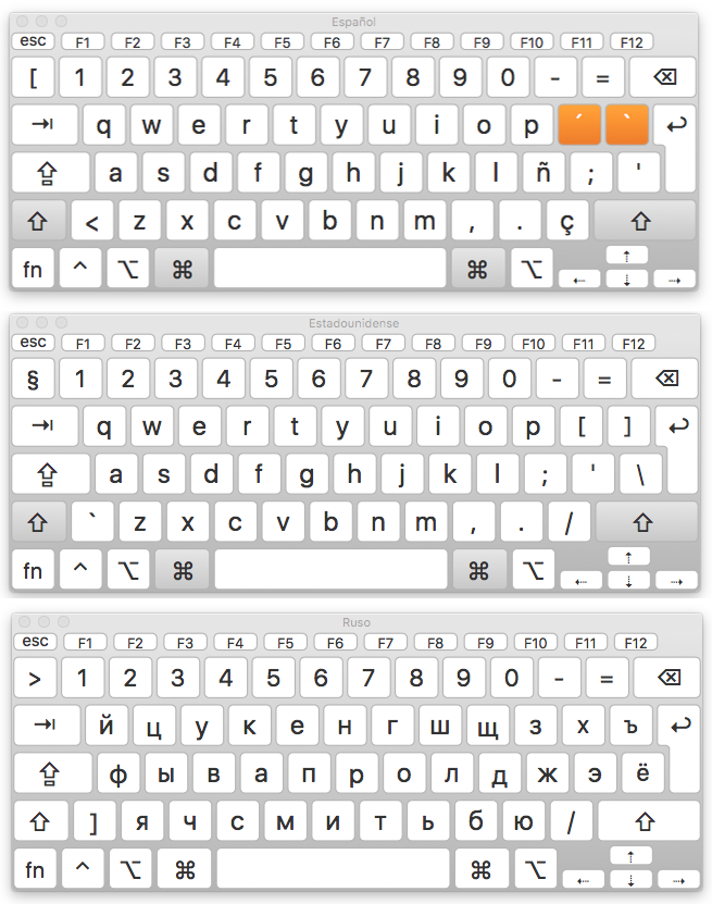 idiomas de teclado mac