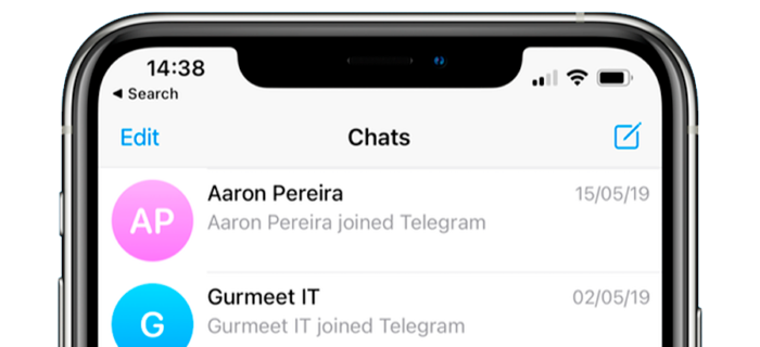 Telegram contacts for iOS
